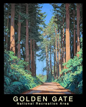 Forest Walk - Golden Gate Souvenir Home Decor Wall Art Prints – 8″x10″ Artwork – 11″x14″ Mat