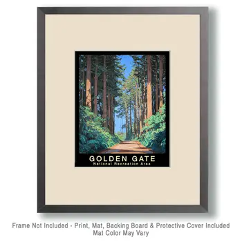 Forest Walk - Golden Gate Souvenir Home Decor Wall Art Prints – 8″x10″ Artwork – 11″x14″ Mat