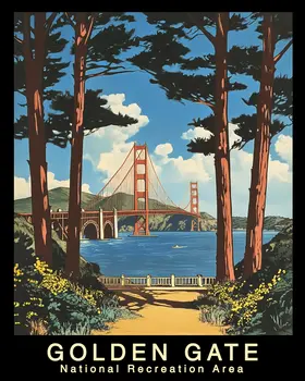 Bridge View - Golden Gate Souvenir Home Decor Wall Art Prints – 8″x10″ Artwork – 11″x14″ Mat