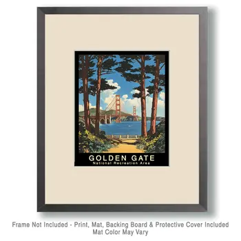 Bridge View - Golden Gate Souvenir Home Decor Wall Art Prints – 8″x10″ Artwork – 11″x14″ Mat