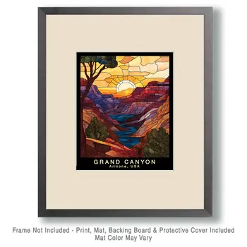 Stained Glass - Grand Canyon Souvenir Home Decor Wall Art Prints – 8″x10″ Artwork – 11″x14″ Matte