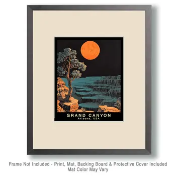 Nightime - Grand Canyon Souvenir Home Decor Wall Art Prints – 8″x10″ Artwork – 11″x14″ Matte