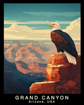 American Bald Eagle - Grand Canyon Souvenir Home Decor Wall Art Prints – 8″x10″ Artwork – 11″x14″ Matte