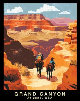 Packing In By Mule - Grand Canyon Souvenir Home Decor Wall Art Prints – 8″x10″ Artwork – 11″x14″ Matte