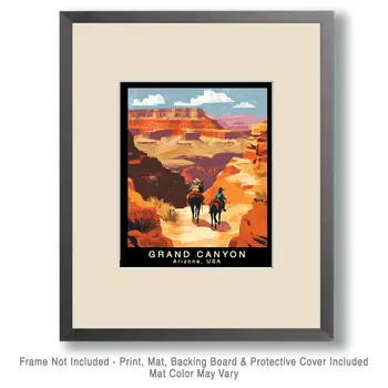 Packing In By Mule - Grand Canyon Souvenir Home Decor Wall Art Prints – 8″x10″ Artwork – 11″x14″ Matte