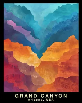 Abstract Canyon - Grand Canyon Souvenir Home Decor Wall Art Prints – 8″x10″ Artwork – 11″x14″ Matte