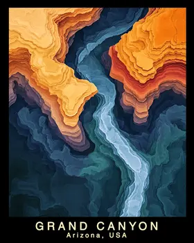 Topo - Grand Canyon Souvenir Home Decor Wall Art Prints – 8″x10″ Artwork – 11″x14″ Matte