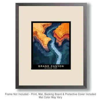 Topo - Grand Canyon Souvenir Home Decor Wall Art Prints – 8″x10″ Artwork – 11″x14″ Matte