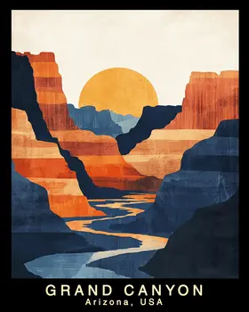 Memorable Evening - Grand Canyon Souvenir Home Decor Wall Art Prints – 8″x10″ Artwork – 11″x14″ Matte
