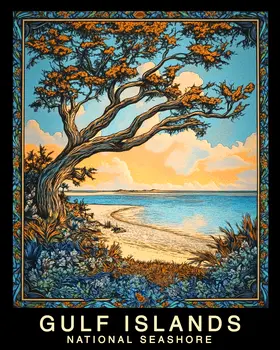 Nouveau - Gulf Island Souvenir Home Decor Wall Art Prints – 8″x10″ Artwork – 11″x14″ Mat