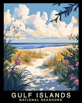 Beach Walk - Gulf Island Souvenir Home Decor Wall Art Prints – 8″x10″ Artwork – 11″x14″ Mat