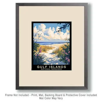 Beach Walk - Gulf Island Souvenir Home Decor Wall Art Prints – 8″x10″ Artwork – 11″x14″ Mat
