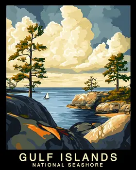 Ocean View - Gulf Island Souvenir Home Decor Wall Art Prints – 8″x10″ Artwork – 11″x14″ Mat