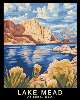 Impressionist - Lake Mead Souvenir Home Decor Wall Art Prints – 8″x10″ Artwork – 11″x14″ Mat