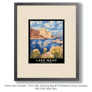 Impressionist - Lake Mead Souvenir Home Decor Wall Art Prints – 8″x10″ Artwork – 11″x14″ Mat