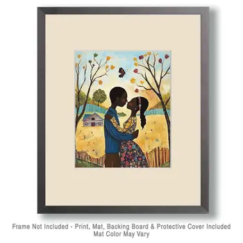 Folk Art First Love - Rustic Farmhouse Decor  8"x10" Artwork for 11"x14" Frame