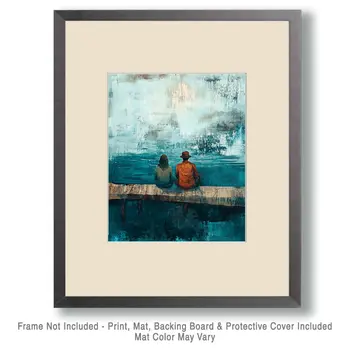 Folk Art Watching the Storm Come In - Rustic Farmhouse Decor  8"x10" Artwork for 11"x14" Frame