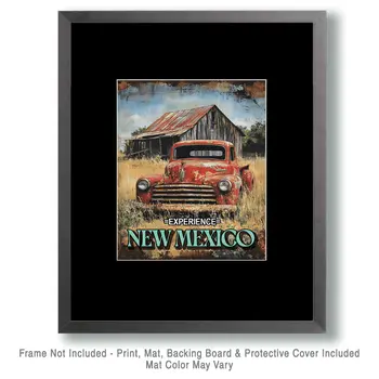 Rustic Truck - New Mexico Souvenir Home Decor Wall Art Prints – 8″x10″ Artwork – 11″x14″ Mat