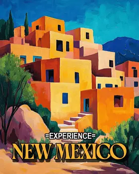 Adobe Houses - New Mexico Souvenir Home Decor Wall Art Prints – 8″x10″ Artwork – 11″x14″ Mat