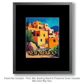 Adobe Houses - New Mexico Souvenir Home Decor Wall Art Prints – 8″x10″ Artwork – 11″x14″ Mat