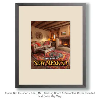 Santa Fe Room - New Mexico Souvenir Home Decor Wall Art Prints – 8″x10″ Artwork – 11″x14″ Mat