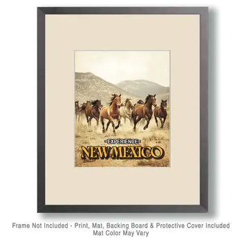 Herd of Horses - New Mexico Souvenir Home Decor Wall Art Prints – 8″x10″ Artwork – 11″x14″ Mat
