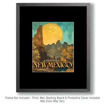 Vintage New Mexico Village with Donkey 8″x10″ Artwork in 11″x14″ Frame