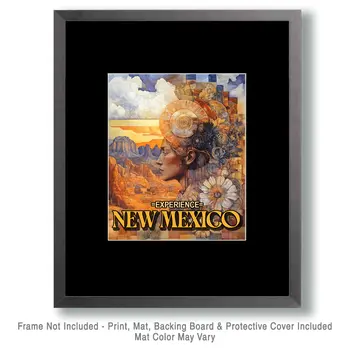 Vintage New Mexico Village with Donkey 8″x10″ Artwork in 11″x14″ Frame