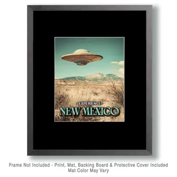 Flying Saucer - New Mexico Souvenir Home Decor Wall Art Prints – 8″x10″ Artwork – 11″x14″ Mat