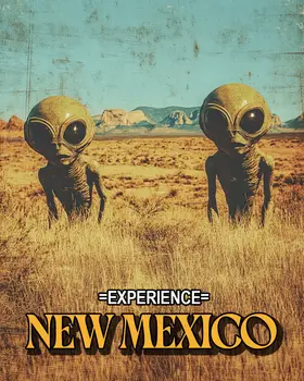 Two Aliens - New Mexico Souvenir Home Decor Wall Art Prints – 8″x10″ Artwork – 11″x14″ Mat