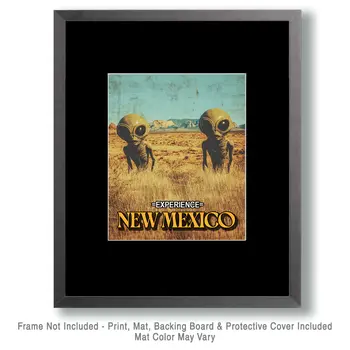 Two Aliens - New Mexico Souvenir Home Decor Wall Art Prints – 8″x10″ Artwork – 11″x14″ Mat