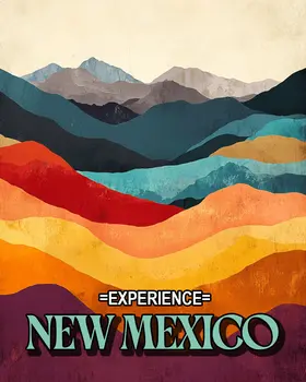 Abstract Mountains - New Mexico Souvenir Home Decor Wall Art Prints – 8″x10″ Artwork – 11″x14″ Mat