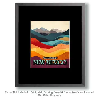 Abstract Mountains - New Mexico Souvenir Home Decor Wall Art Prints – 8″x10″ Artwork – 11″x14″ Mat
