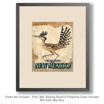 Roadrunner - New Mexico Souvenir Home Decor Wall Art Prints – 8″x10″ Artwork – 11″x14″ Mat