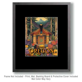 Mountain Home - Oregon Souvenir Home Decor Wall Art Prints – 8″x10″ Artwork for 11″x14″ Frame