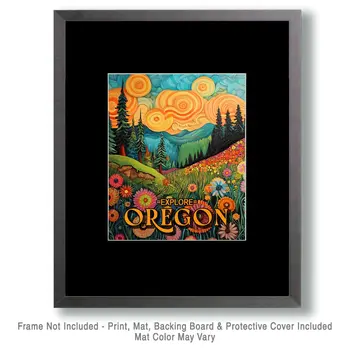 BOHO Sunny Day - Oregon Souvenir Home Decor Wall Art Prints – 8″x10″ Artwork for 11″x14″ Frame