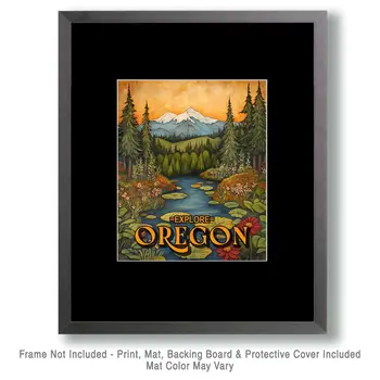 Long Pond - Oregon Souvenir Home Decor Wall Art Prints – 8″x10″ Artwork for 11″x14″ Frame