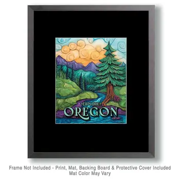 BOHO Stream - Oregon Souvenir Home Decor Wall Art Prints – 8″x10″ Artwork for 11″x14″ Frame