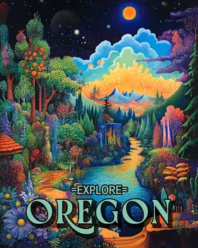 Night Trip - Oregon Souvenir Home Decor Wall Art Prints – 8″x10″ Artwork for 11″x14″ Frame