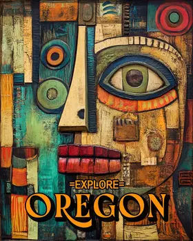 Abstract Face - Oregon Souvenir Home Decor Wall Art Prints – 8″x10″ Artwork for 11″x14″ Frame