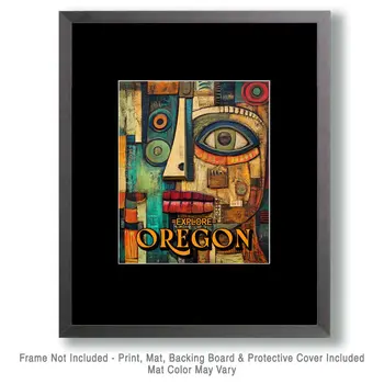 Abstract Face - Oregon Souvenir Home Decor Wall Art Prints – 8″x10″ Artwork for 11″x14″ Frame