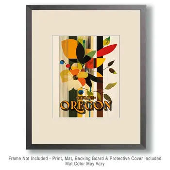 Mid-Century Modern Abstract - Oregon Souvenir Home Decor Wall Art Prints – 8″x10″ Artwork for 11″x14″ Frame