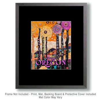 Abstract Trees - Oregon Souvenir Home Decor Wall Art Prints – 8″x10″ Artwork for 11″x14″ Frame
