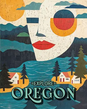 Abstract Oversight - Oregon Souvenir Home Decor Wall Art Prints – 8″x10″ Artwork for 11″x14″ Frame