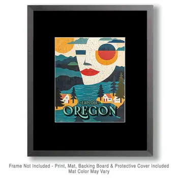 Abstract Oversight - Oregon Souvenir Home Decor Wall Art Prints – 8″x10″ Artwork for 11″x14″ Frame