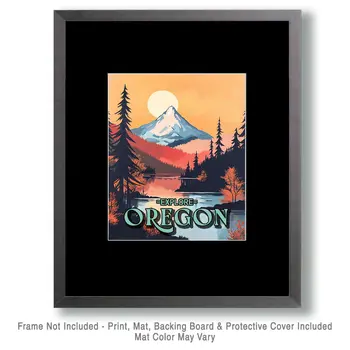 Mt Hood - Oregon Souvenir Home Decor Wall Art Prints – 8″x10″ Artwork for 11″x14″ Frame