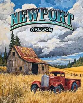 Old Truck and Barn - Oregon Souvenir Home Decor Wall Art Prints – 8″x10″ Artwork for 11″x14″ Frame