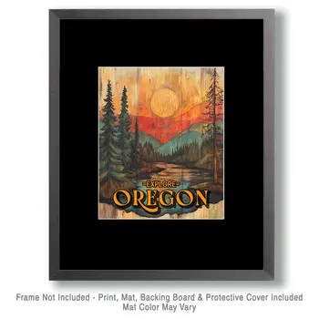 Sunrise - Oregon Souvenir Home Decor Wall Art Prints – 8″x10″ Artwork for 11″x14″ Frame