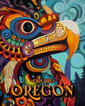 BOHO Eagle - Oregon Souvenir Home Decor Wall Art Prints – 8″x10″ Artwork for 11″x14″ Frame