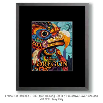 BOHO Eagle - Oregon Souvenir Home Decor Wall Art Prints – 8″x10″ Artwork for 11″x14″ Frame